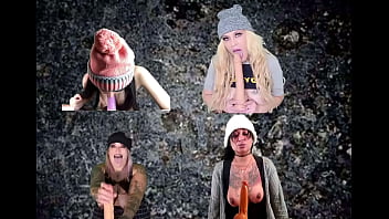 4 grunge chicks suck cocks together
