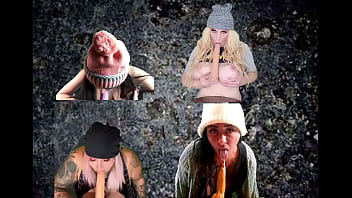 4 grunge chicks suck cocks together