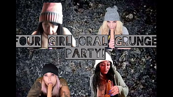 4 grunge chicks suck cocks together
