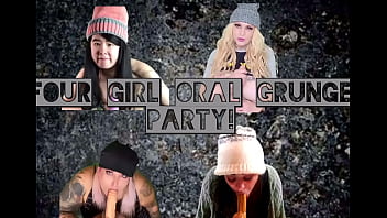 4 grunge chicks suck cocks together