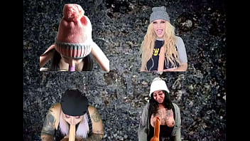 4 grunge chicks suck cocks together