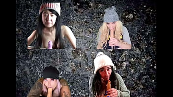 4 grunge chicks suck cocks together