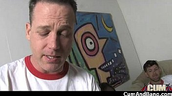 Ebony babe sucks group of white guys 1