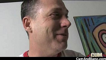 Ebony babe sucks group of white guys 1