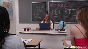 Big tits teacher annie king gets horny seeing her student julia james giving her classmate milf joins in have threesome sharing that bbc