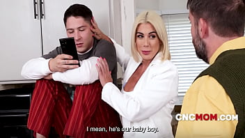 Busty milf and stepdad debate stepson's motivation gap while he fucks stepmom