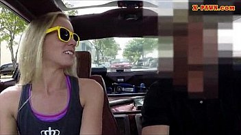 Skinny girl sells her car and got fucked by the pawn man