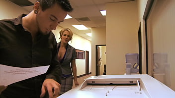 Blonde cougar with big tits gets her shaved pussy stuffed deep