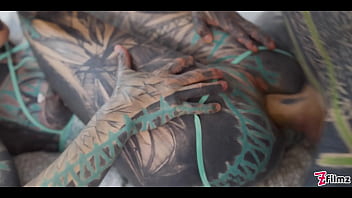 Tattooed girl deep anal pounding