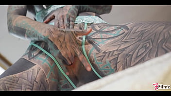 Tattooed girl deep anal pounding