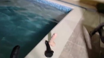 Maxine loves swimming & masturbating by the pool late at night