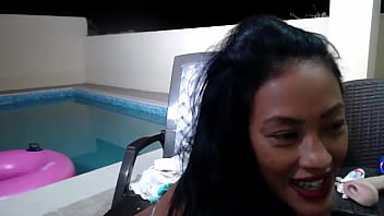 Maxine loves swimming & masturbating by the pool late at night