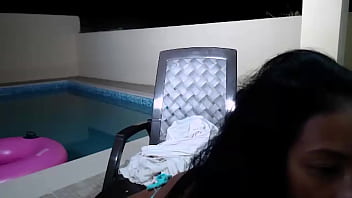 Maxine loves swimming & masturbating by the pool late at night