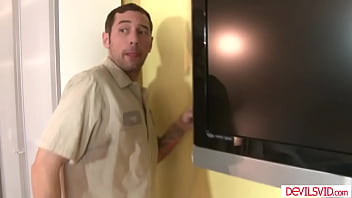 Jordan kingsley is bored with her husband so she is flirting with the cable repair guy the dude never mind getting filmed he just keeps fucking her