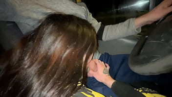 Double blowjob while driving a van Double blowjob while driving a van
