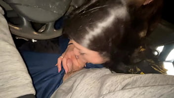 Double blowjob while driving a van