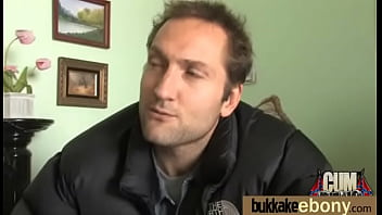 Ebony babe sucks group of white guys 6