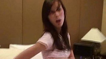 Thin teen fingers herself