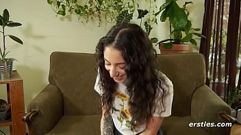 Cute babe strips down for playtime