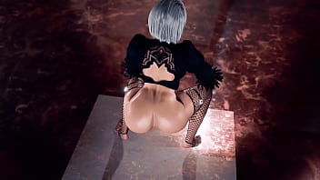 Busty slut yorha 2b dancing and posing against the glass wall Busty slut yorha 2b dancing and posing against the glass wall