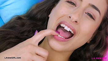 Stunning brunette beauty naked close up