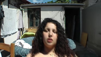 Ssbbw playing outside with her big tits and pussy