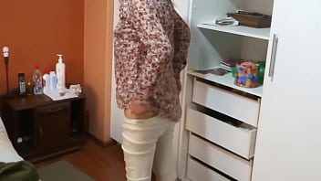 I love showing off in lingerie while my stepson's friends jerk off and cum