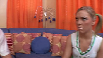 Naughty cheerleader ally slides up and down on her mans dick in this one