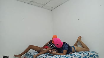 Small bottomed stepsisters flirt in bed and get excited talking about sex