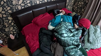 Several shiny down jackets used for fucking and masturbating 267