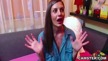 Amazing big natural tits brunette masturbates with vibrator