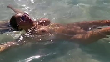 Sexy monika fox swims masturbates and squirts in sea and on beach