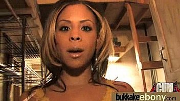 Ebony babe sucks too many white cocks 18