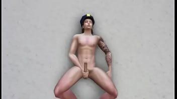 Policeman jerks off and nuts everywhere