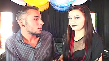 Hallows moans petite goth beauty gets fucked & facialled