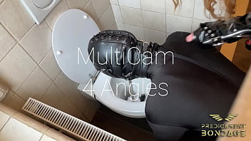 Golden shower on toilet slave pov