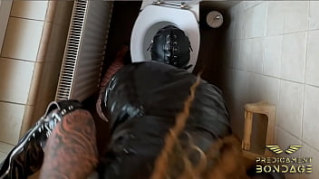 Golden shower on toilet slave pov
