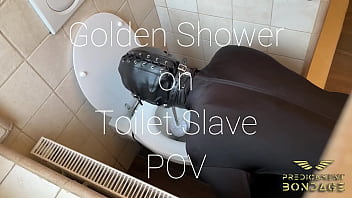 Golden shower on toilet slave pov