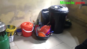 Second kitchen sex with my ebony cleaner