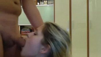 Fine blonde girlfriend deepthroat on webcam