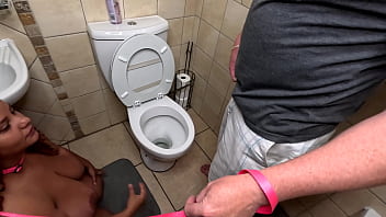 Deepthroating next to the toilet and getting my head flushed