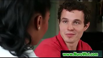 Busty asian sucking clients cock in nuru massage 18