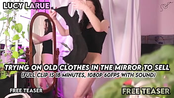 Taking pics for my pages ; ~ lucy larue in “trying on old clothes in the mirror to sell” free teaser