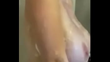 Bit titted animal takes a shower