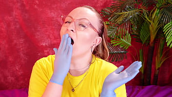 Asmr video with medical nitrile gloves arya grander