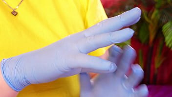 Asmr video with medical nitrile gloves arya grander