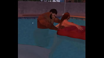 Outside pool sex