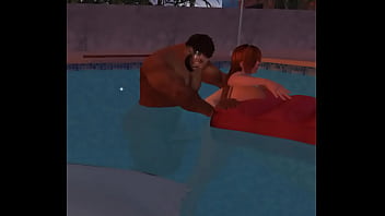 Outside pool sex