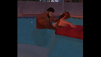 Outside pool sex