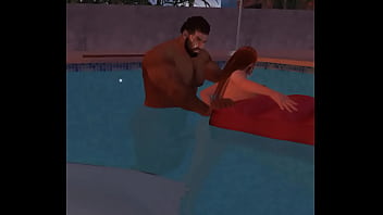 Outside pool sex